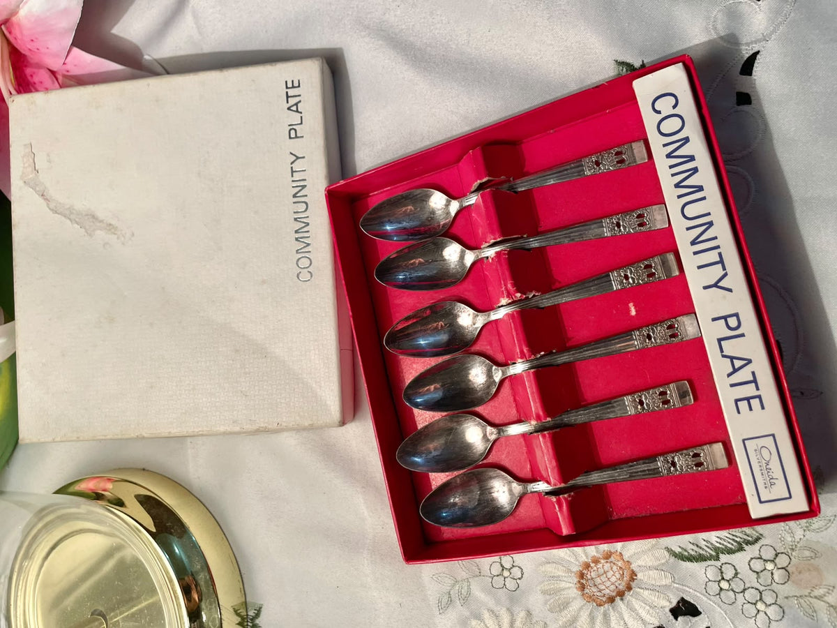 Community Plate Silver-Tone Teaspoons Set of 6 – Boxed