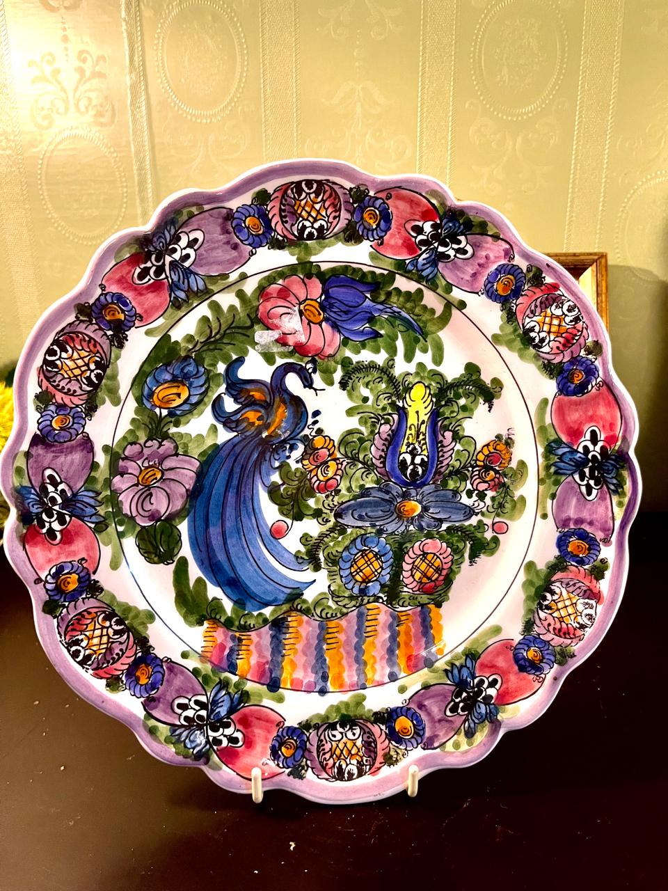 10 Inch Hand-Painted Peacock Ceramic Decorative Plate – Wall Art