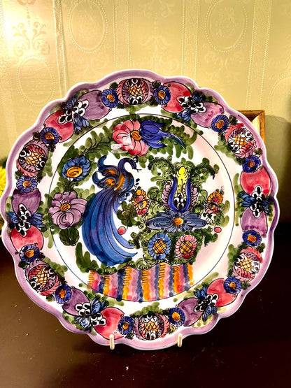 10 Inch Hand-Painted Peacock Ceramic Decorative Plate – Wall Art