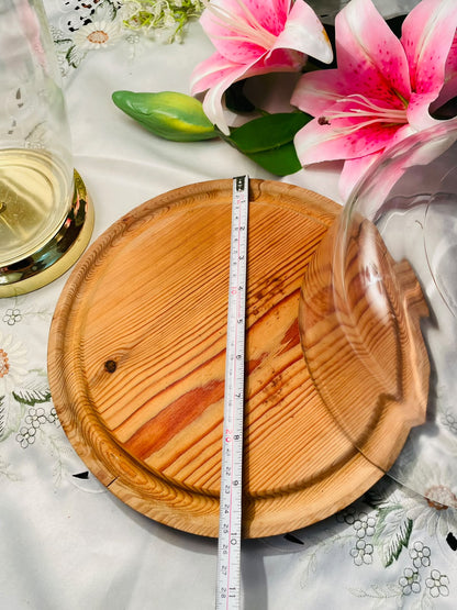 Vintage Wooden Board with Clear Dome Cover – 10 Inch