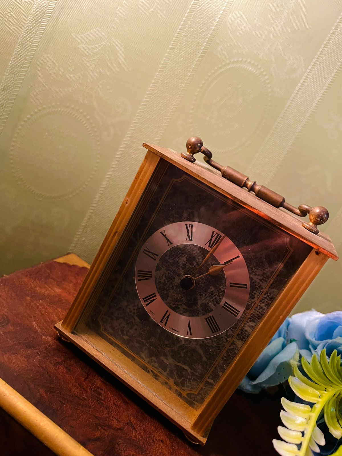 Vintage Brass Carriage Mantel Clock