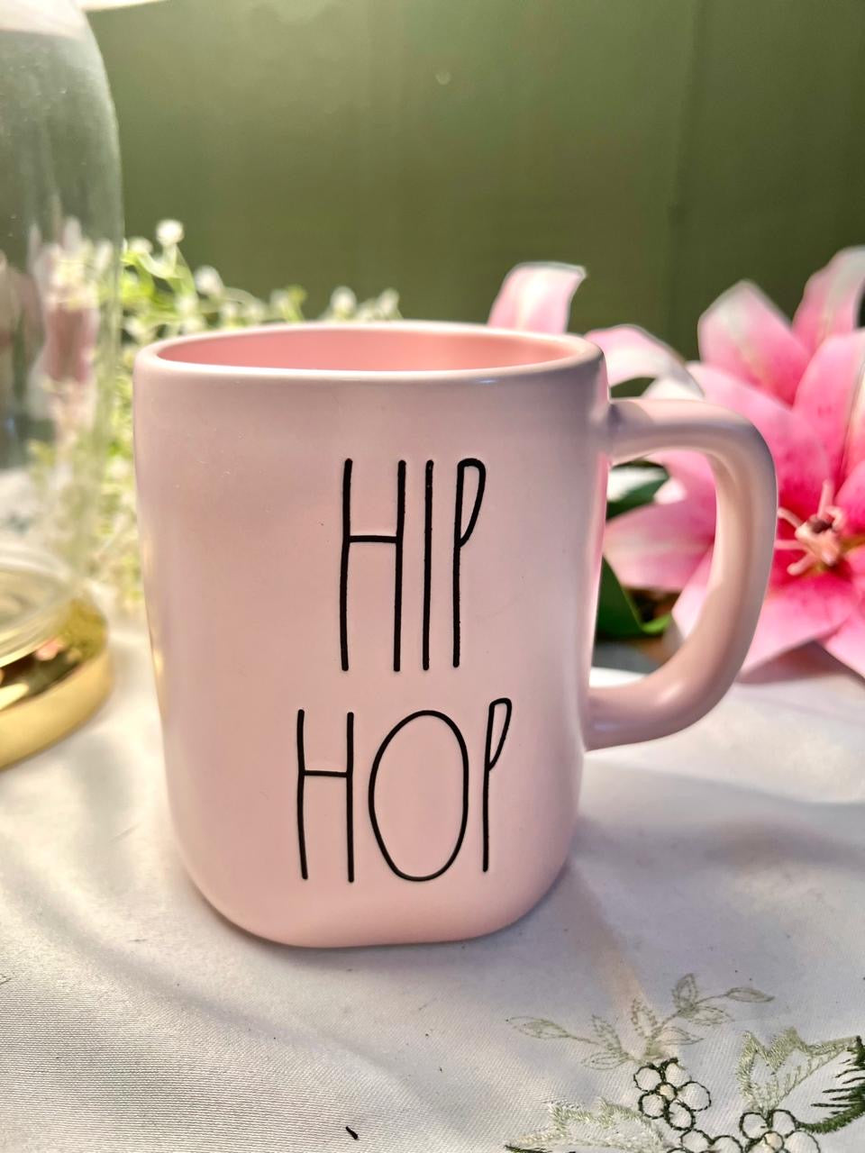 Hand Painted Rae Dunn Hip Hop Pink Ceramic Mug – 12cm