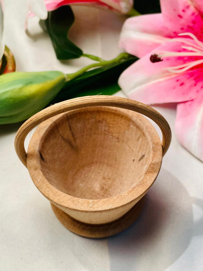 Small Wooden Bucket Planter with Handle 9 cm
