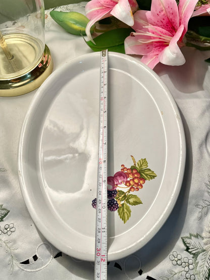 English Fruit Motif Oval Serving Platter 30 cm