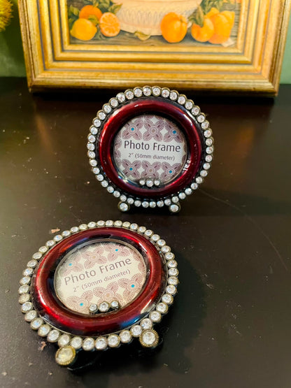 Vintage Rhinestone Mini Photo Frames Set of 2 – 3 Inch