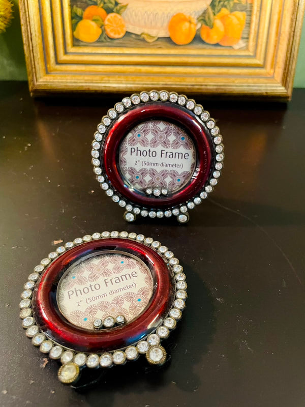 Vintage Rhinestone Mini Photo Frames Set of 2 – 3 Inch