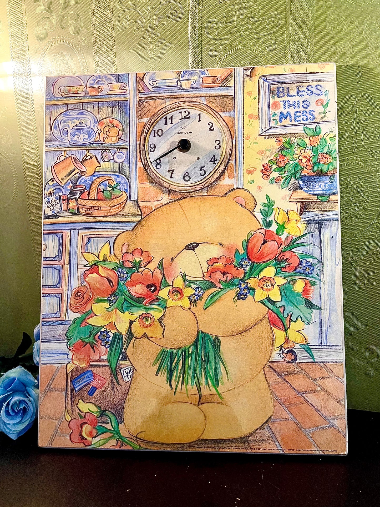Large “Bless This Mess” Bear Wall Clock