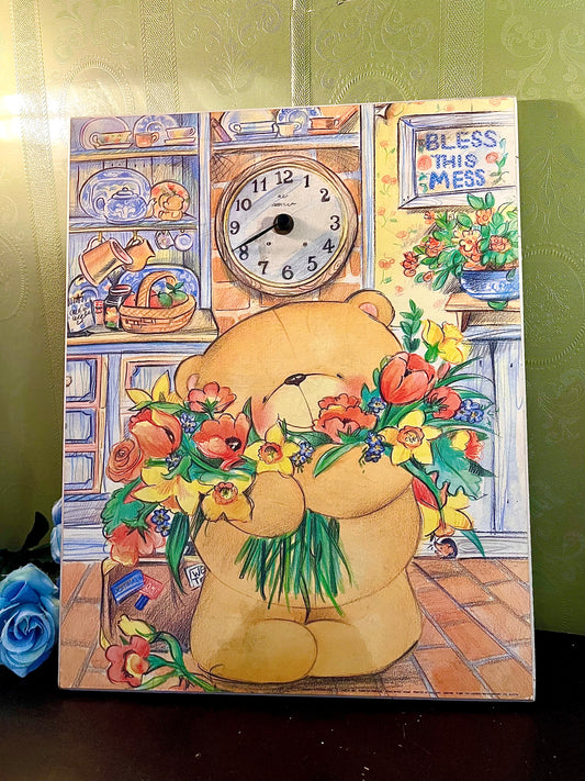 Large “Bless This Mess” Bear Wall Clock