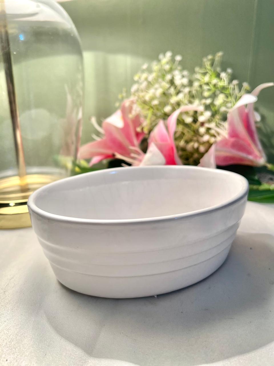 White Oval Oven-Safe Ceramic Baking Dish 17 cm