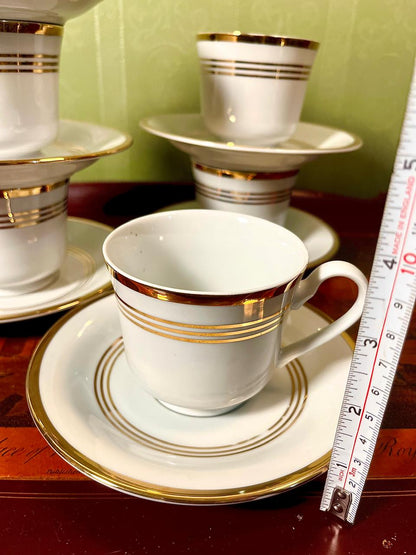 The Home Store Gold Rim Porcelain Tea Cup & Saucer Set | 6 Persons