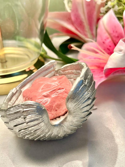 Angel Wings with Pink Heart Decorative Figurine 10cm