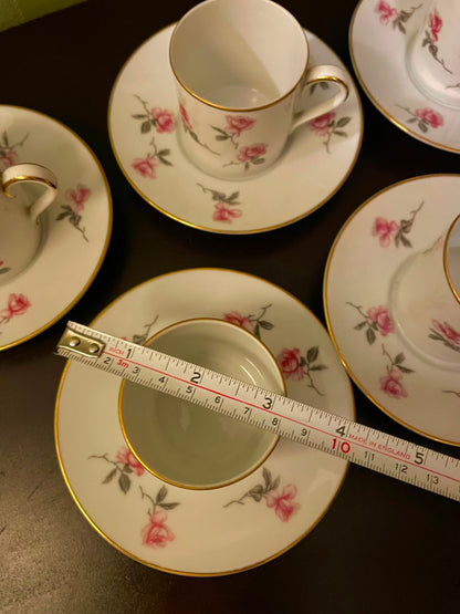Vintage noritake China Rose Coffeecup & Saucer Set of 5