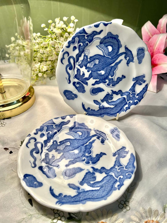 Blue & White Dragon Decorative Plate (each) – 7 Inch