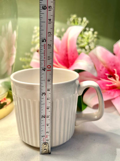 White Ribbed Ceramic Mug – 4 Inch