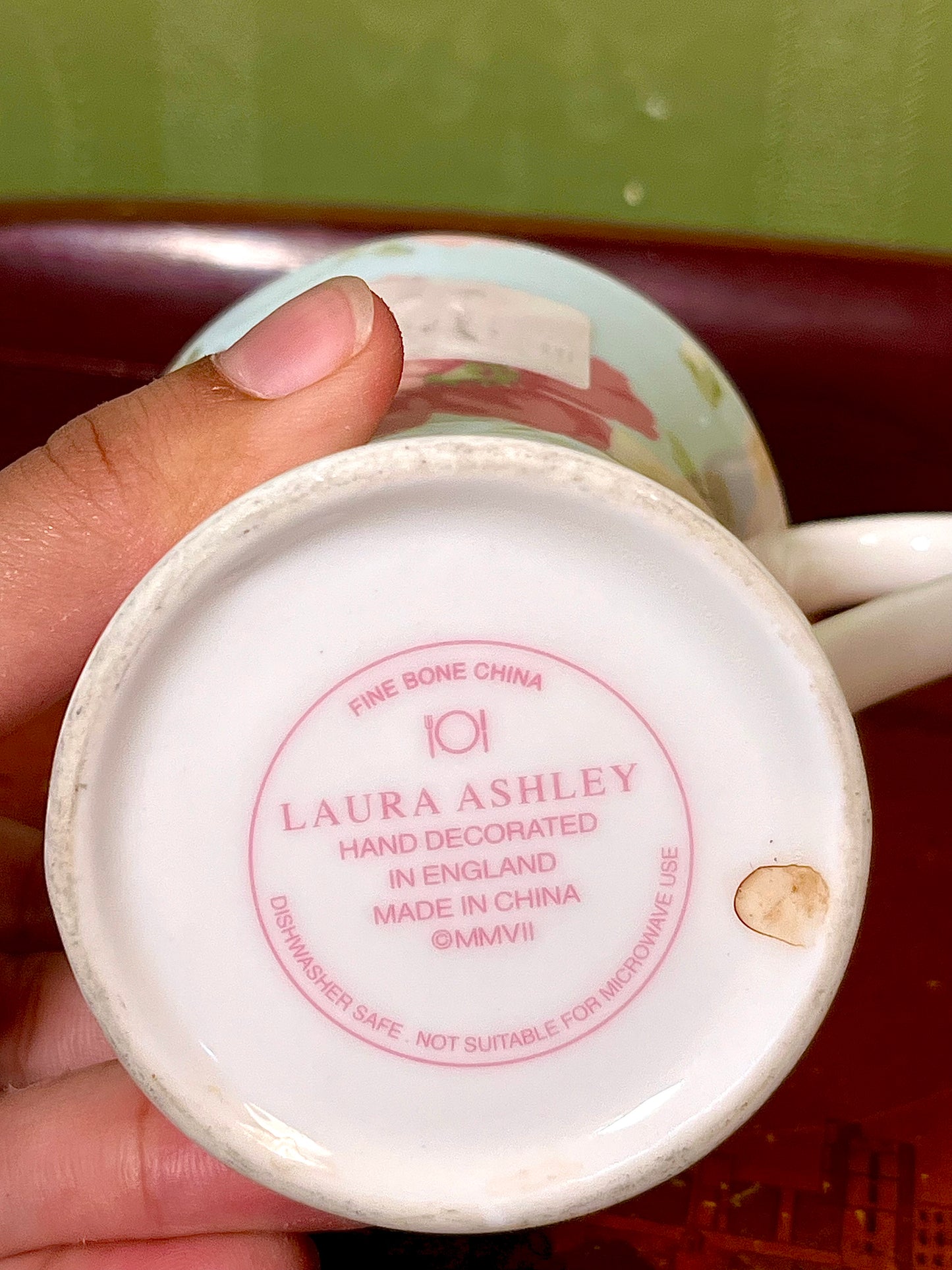 Laura Ashley Floral Fine Bone China Mug Pink Green