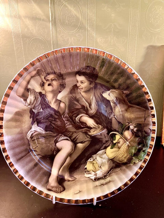 Vintage Fruit Boys Decorative Plate 10 Inch