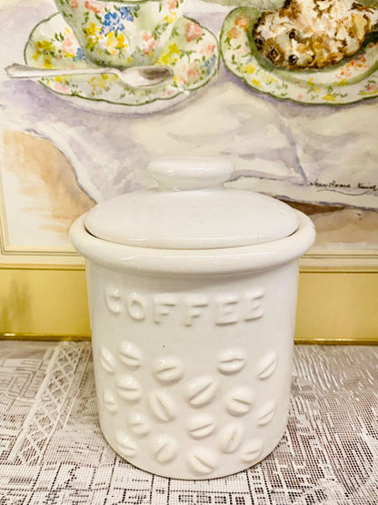 Vintage White Ceramic Coffee & Tea Storage Jars – Set of 2