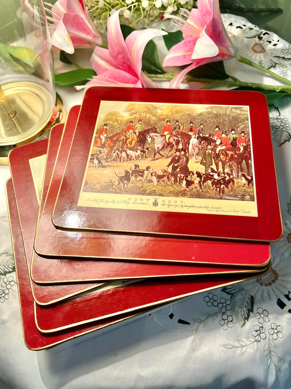 Vintage Bury Hunt Red Placemats 6-Piece Set 24 cm