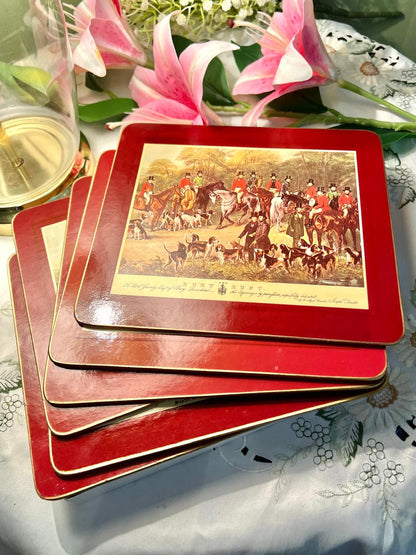 Vintage Bury Hunt Red Placemats 6-Piece Set 24 cm