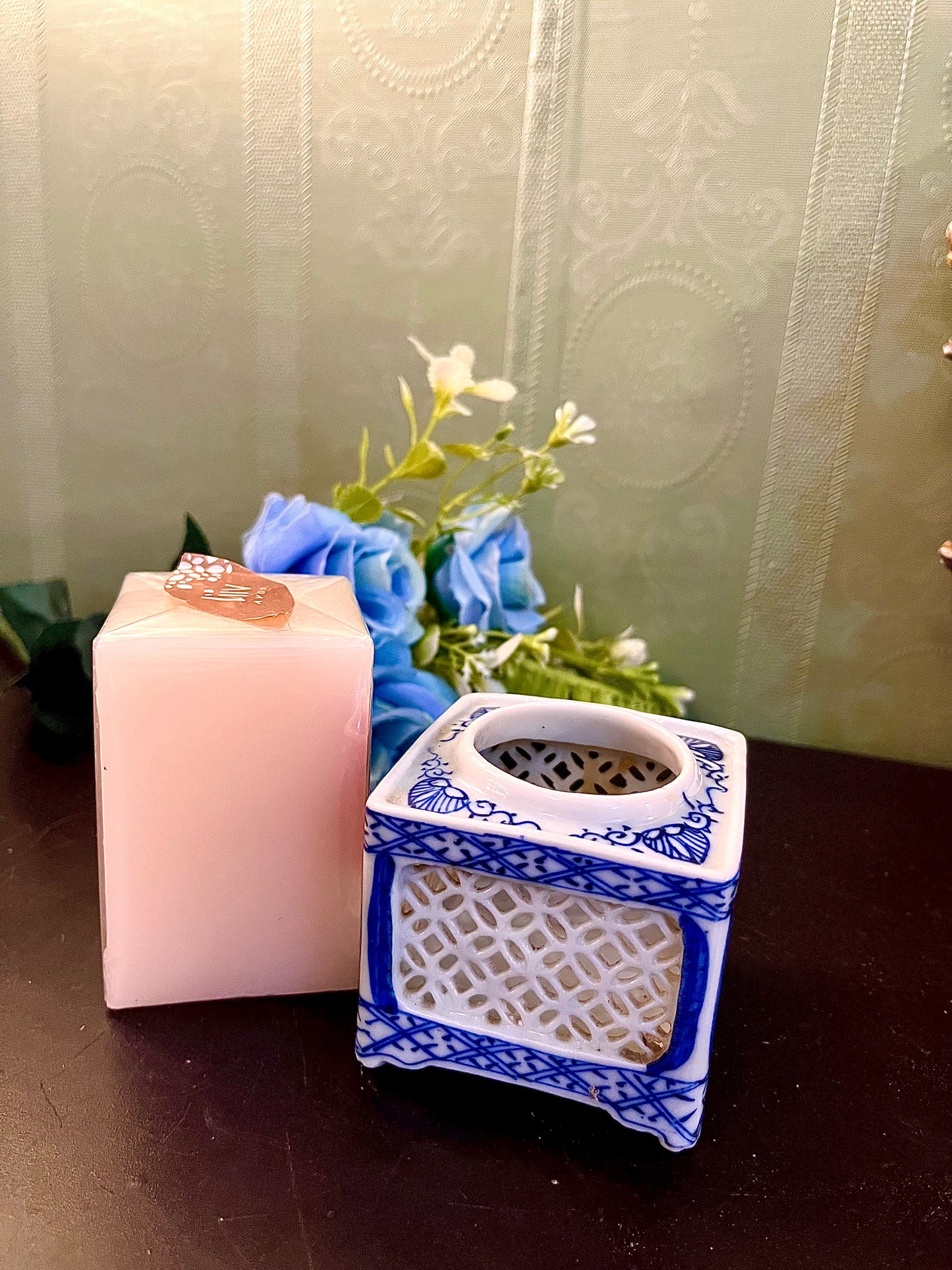 Blue & White Ceramic Tealight Candle Holder