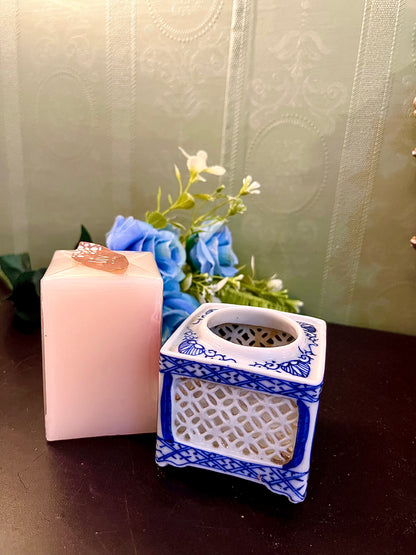 Blue & White Ceramic Tealight Candle Holder