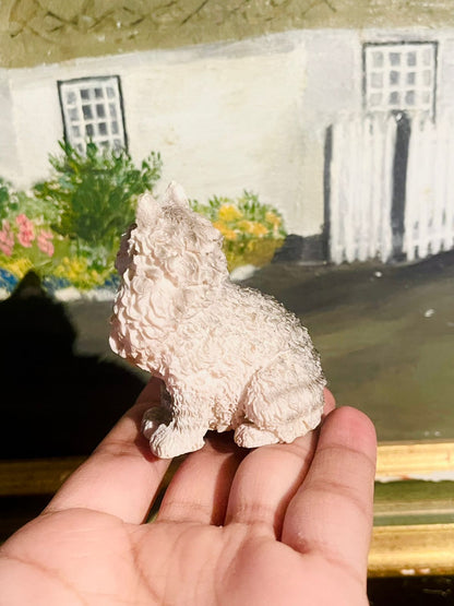 Mini Vintage Fluffy Cat Figurine — Handcrafted Resin Collectible
