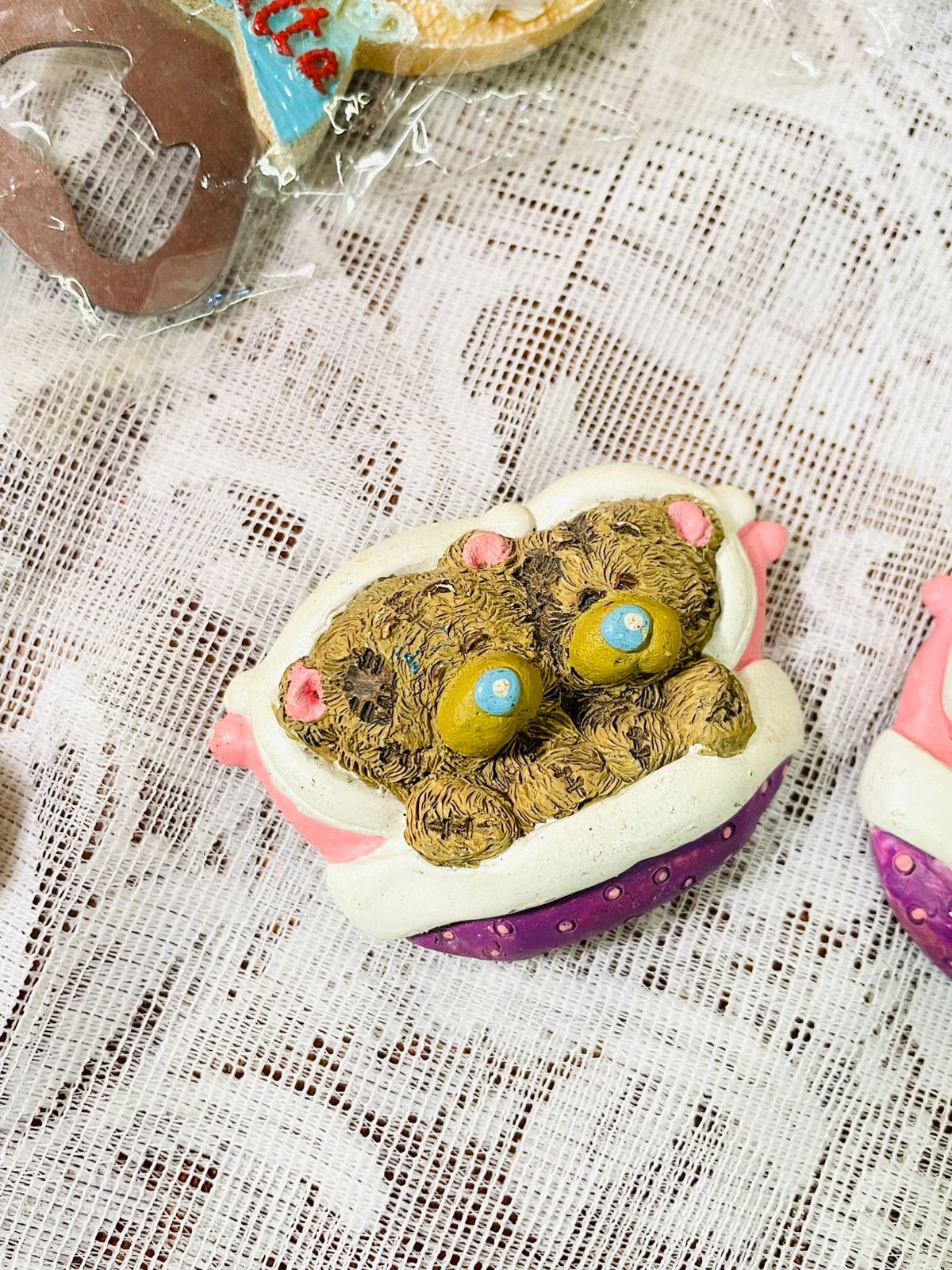 Vintage Teddy Bear Figurine Fridge Magnets – Cute Set of 3