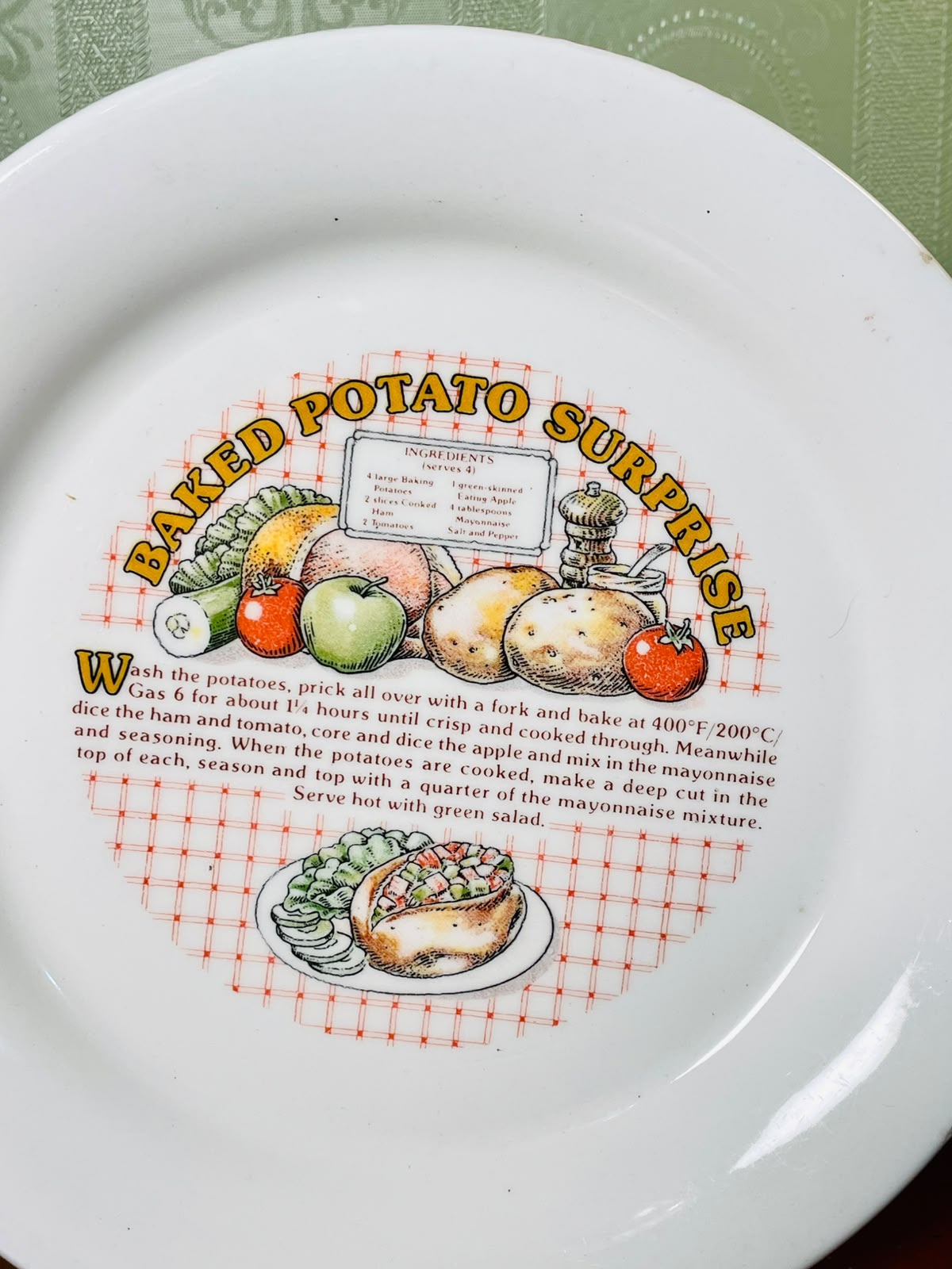 Vintage Baked Potato Recipe Serving Plate Oven Safe– 25cm
