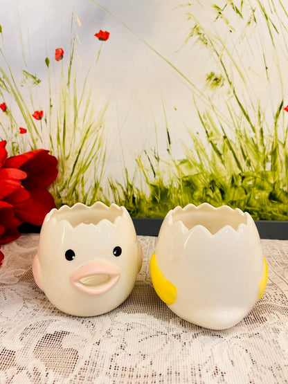 Chick Egg Cup Ceramic Planters 3 Inch