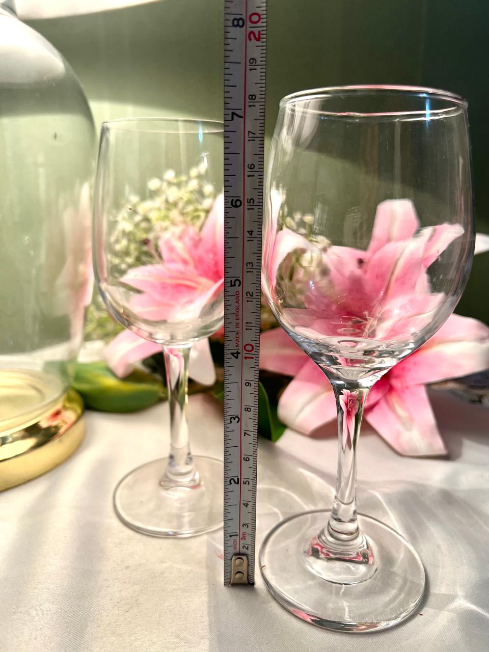 Vintage Clear Crystal Wine Goblets Pair Approx. 18 cm Tall