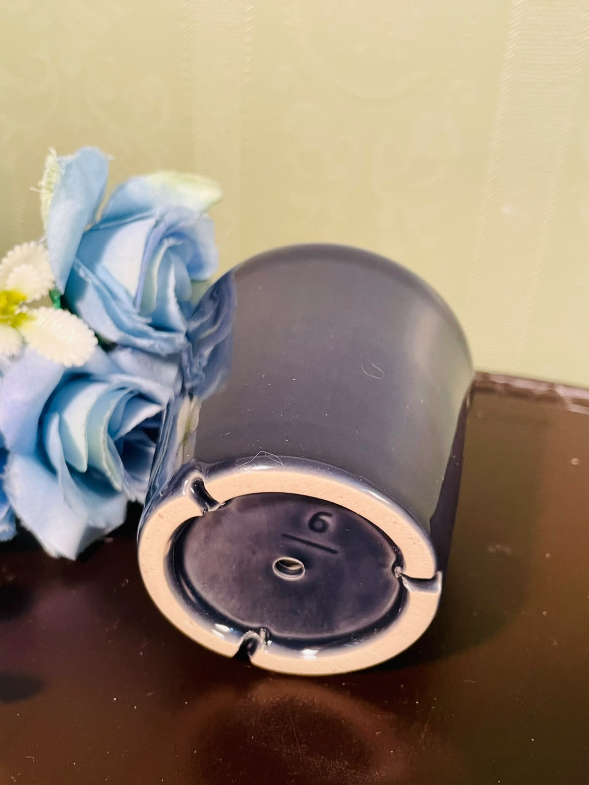 Navy Blue Ceramic Mini Planter – Glossy 3 Inch Pot