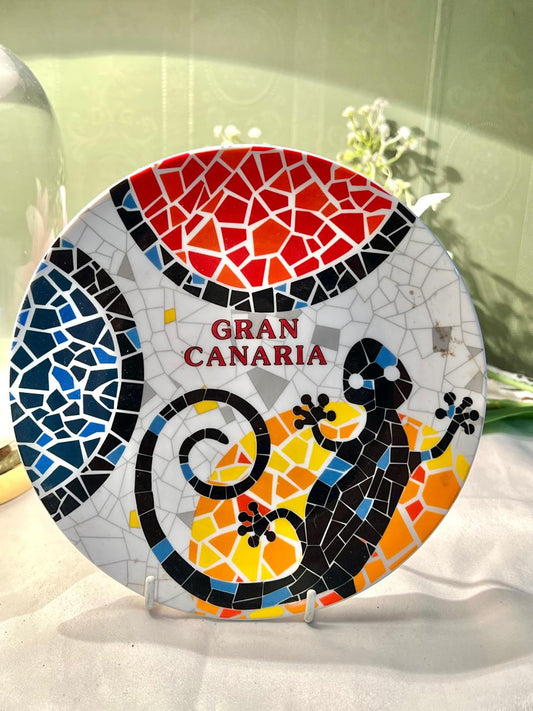 Vintage Gran Canaria Mosaic Lizard Decorative Plate 20 cm