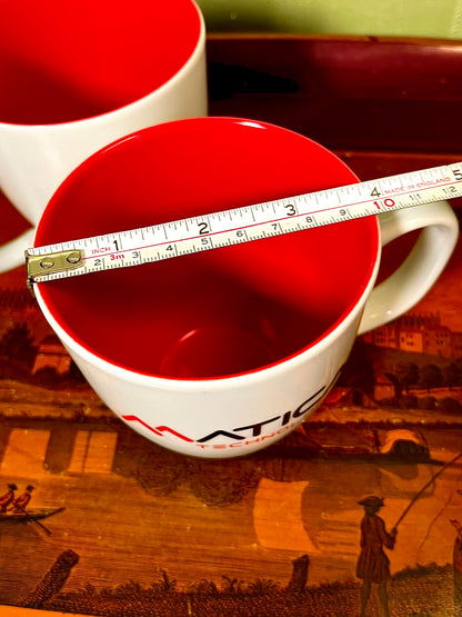 Lerche Matica Technologies Red & White Mugs Set of 2 10cm
