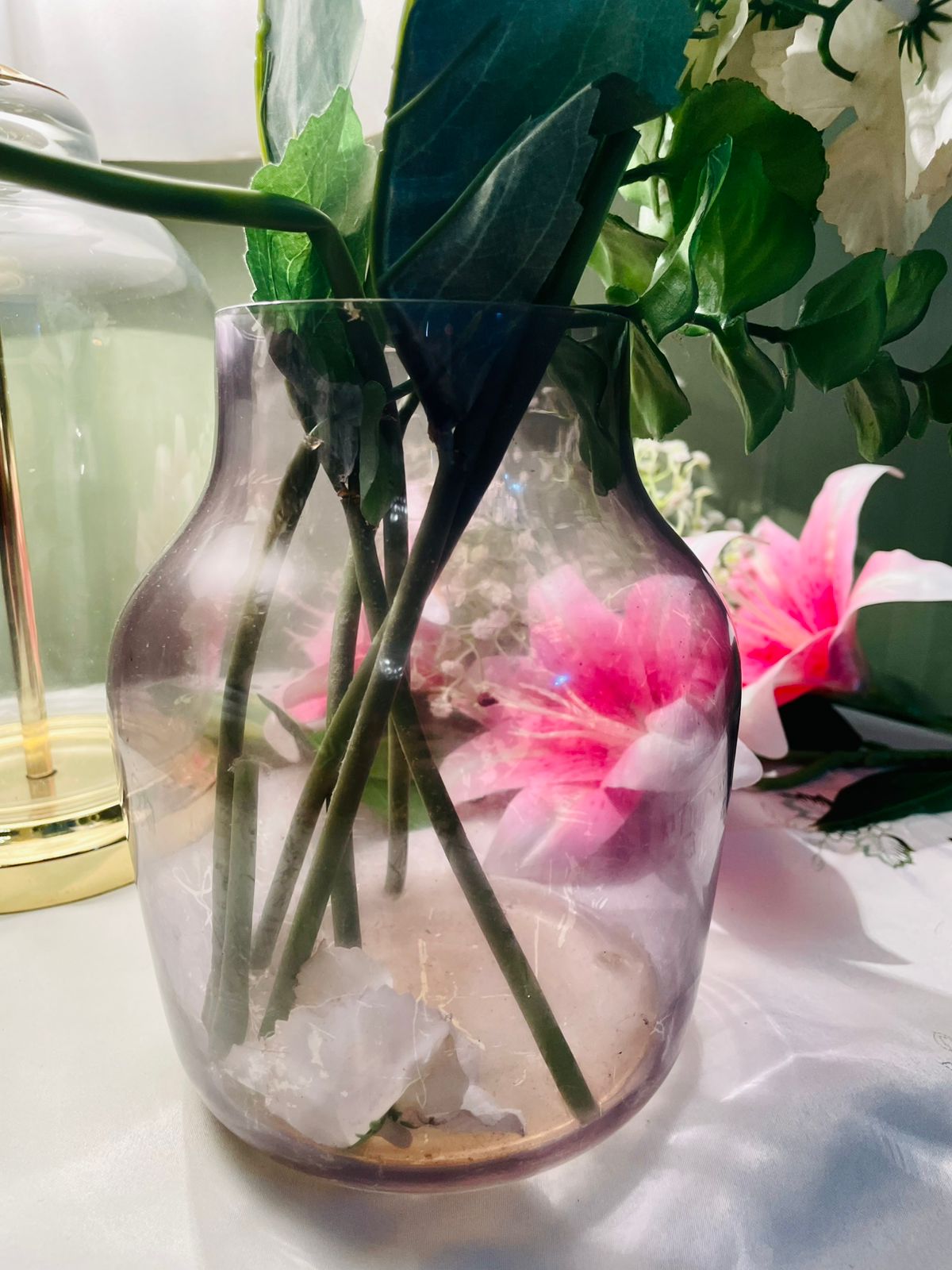 Vintage Blush Pink Crystal Vase 20 cm