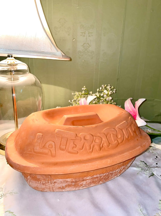 Vintage Terracotta Oven-Safe Roasting Dish 36 cm