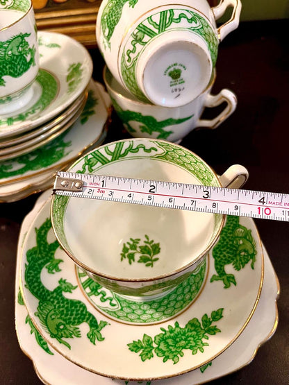 Vintage Green Dragon Fine Bone China Tea Set – 12 Piece England