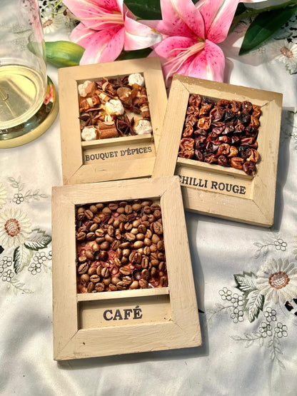 SET OF 3 French Country Style kitchen shadow box cafe wall plaques