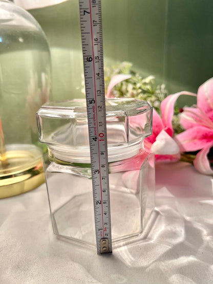 Clear Crystal Square Storage Jar with Faceted Lid Airtight 12cm