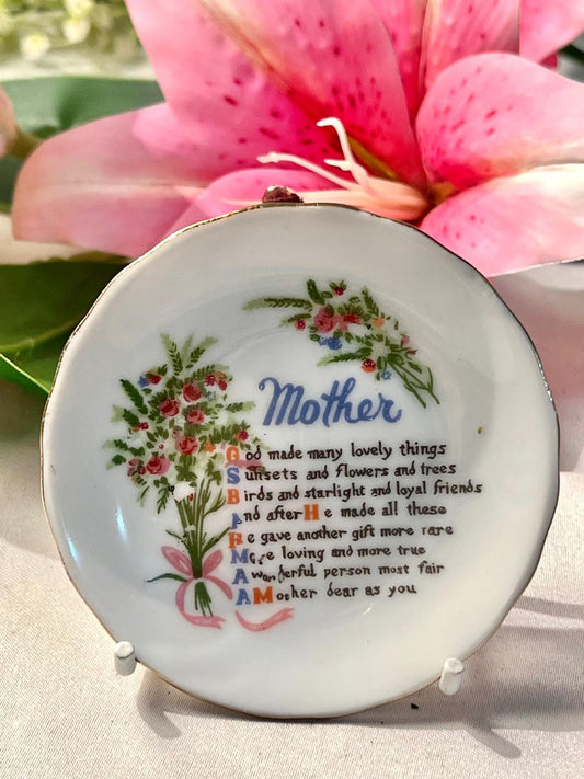 Vintage Mother Poem Floral Decorative Wall Plate – 3.5