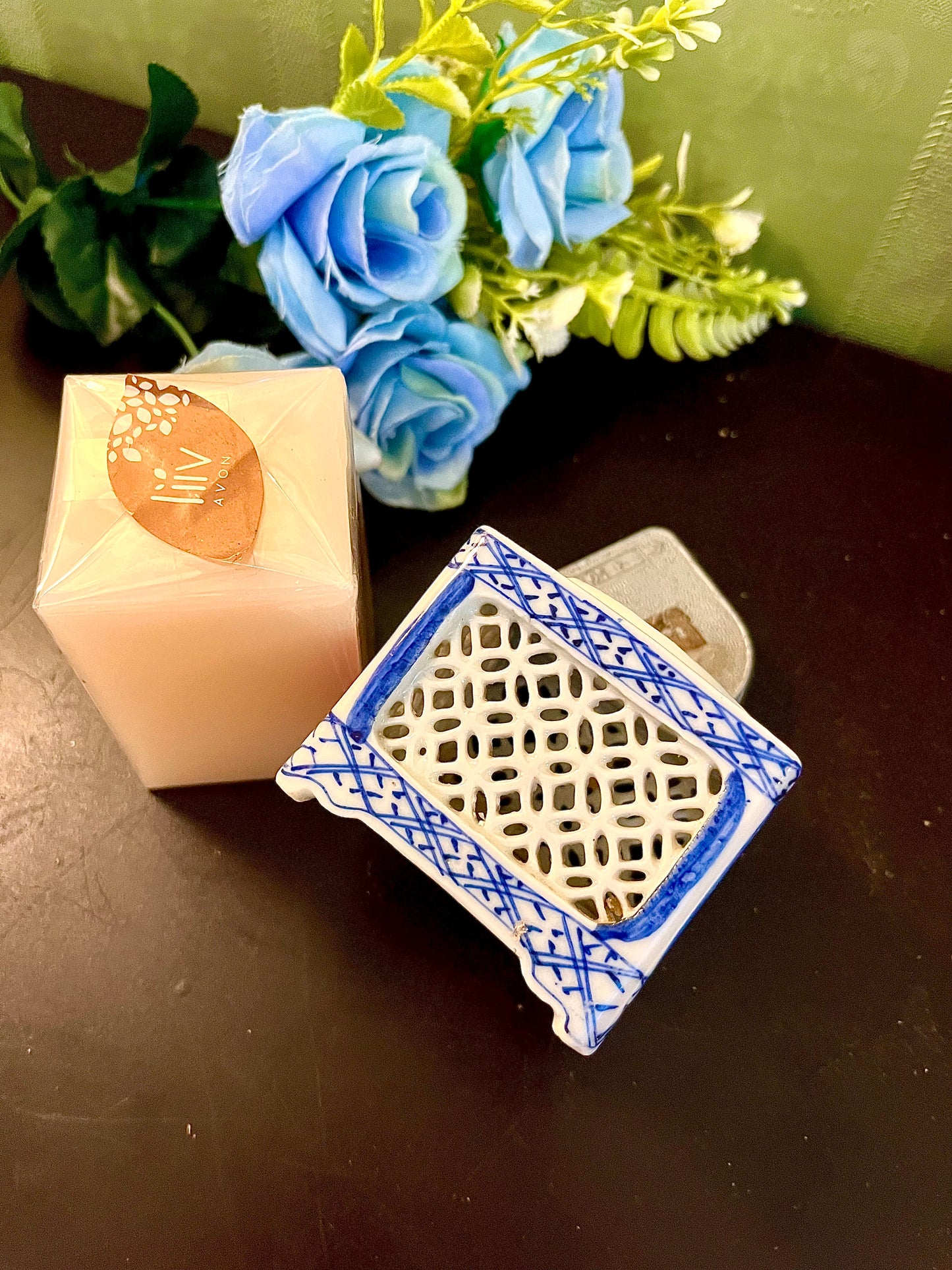 Blue & White Ceramic Tealight Candle Holder