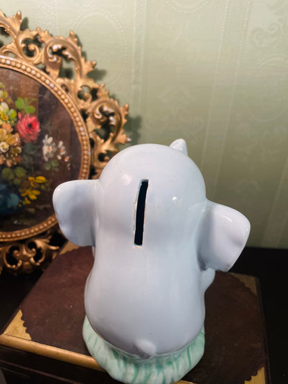 Blue Elephant Ceramic Money Box Baby Elephant Ornament