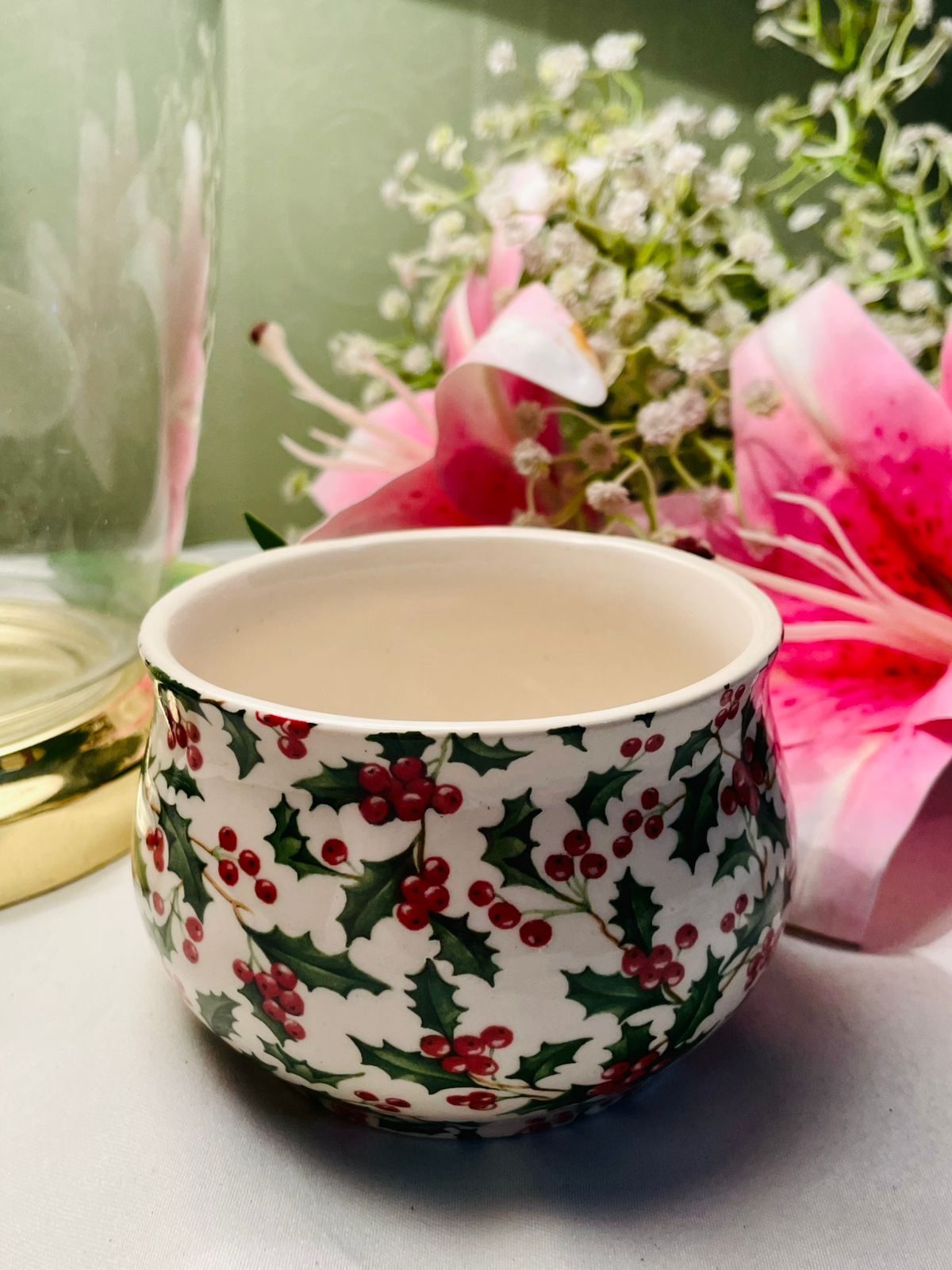 Heron Cross Pottery Holly Berry Ceramic Bowl 10 cm