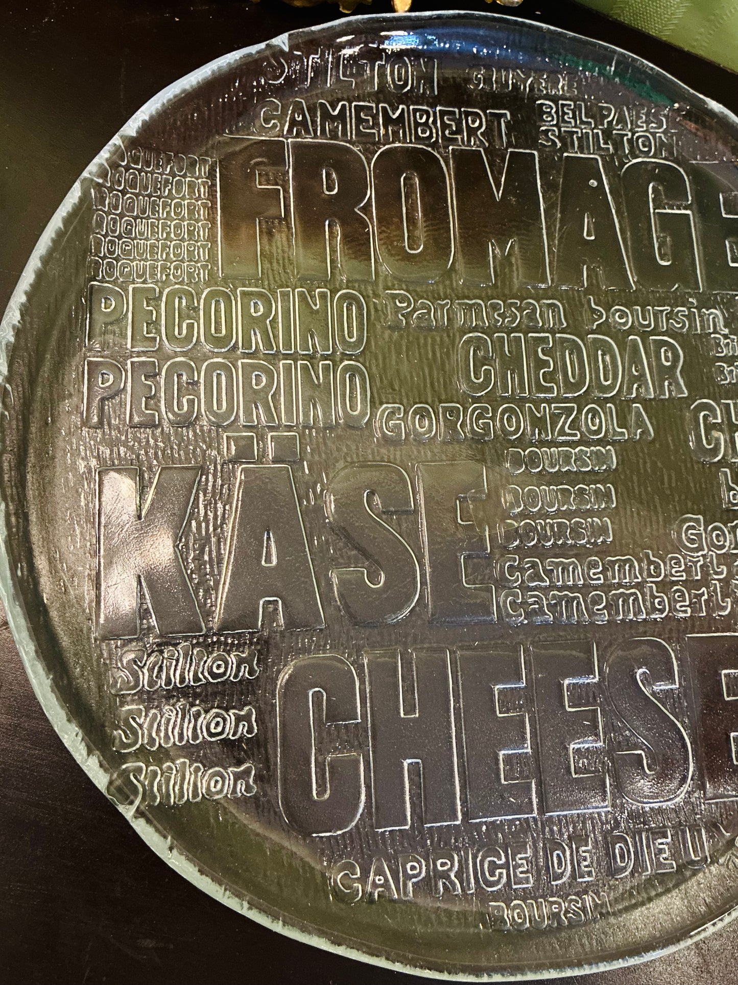 Vintage Large Crystal Glass Cheese Serving Platter