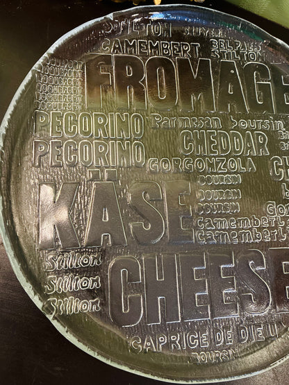 Vintage Large Crystal Glass Cheese Serving Platter