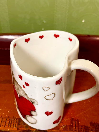 Hugs Gift Wishes Teddy Bear Heart Mug 10cm
