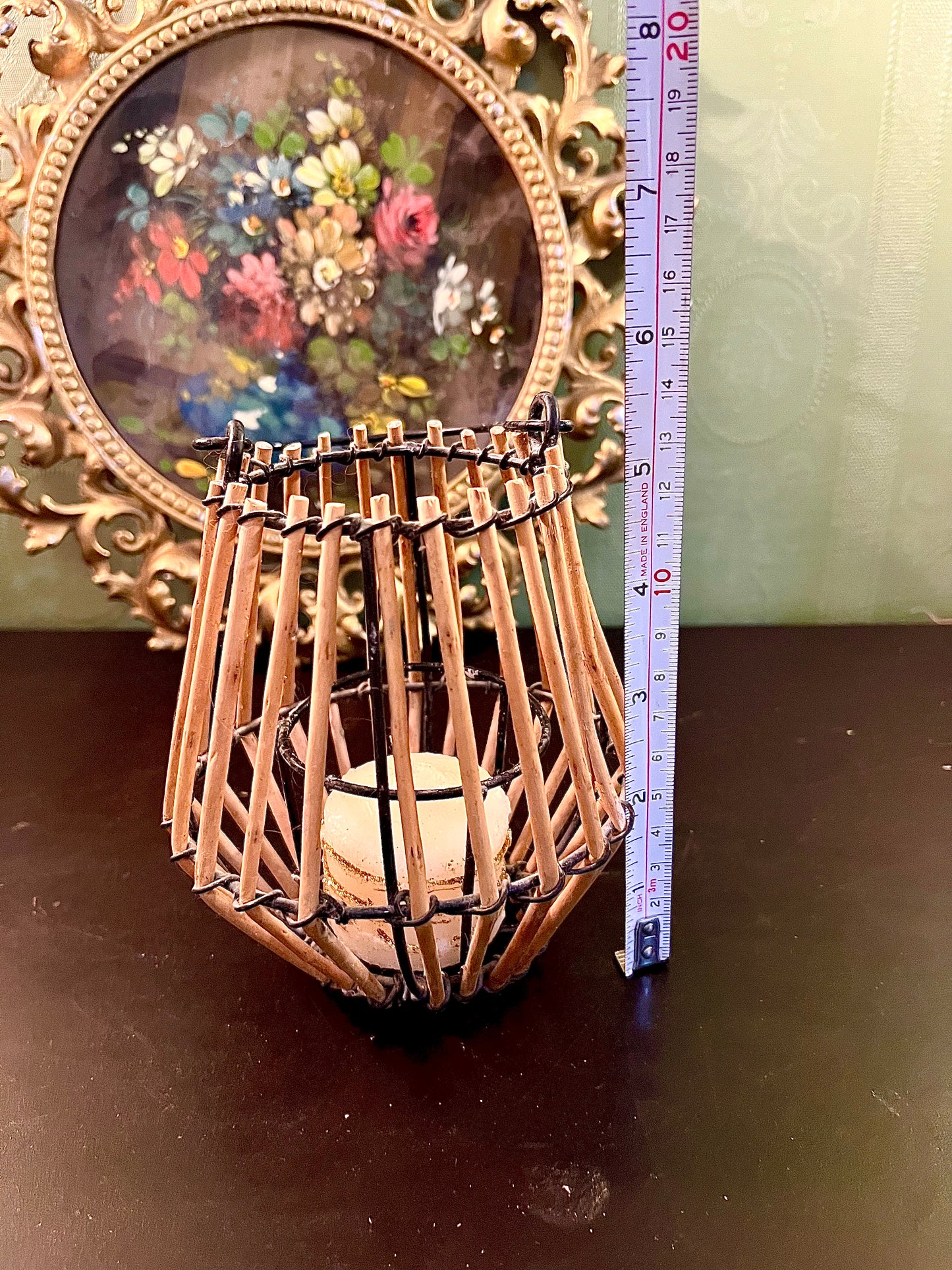 Rustic Bamboo Tealight Candle Lantern with Handle