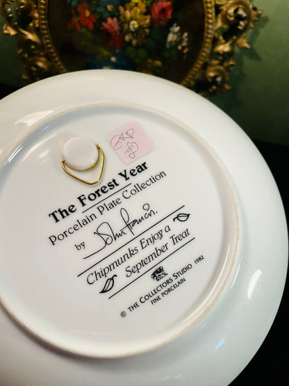 The Forest Year “Chipmunks Enjoy a September Treat” Decorative Plate