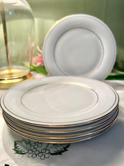 Crown Ming Fine China Gold Trim Plates Set of 5, 19 cm