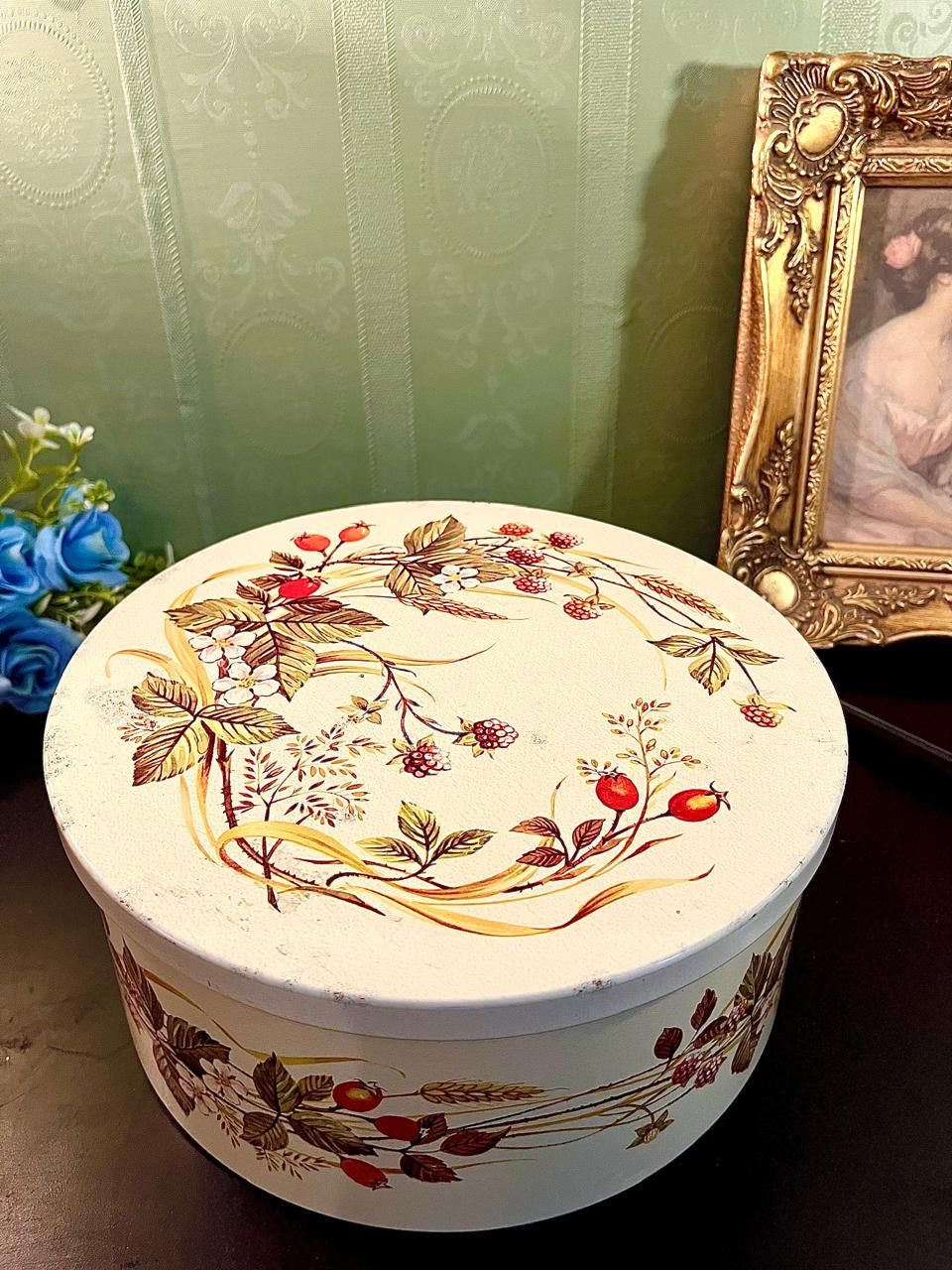 Marks Spencers Floral Round Metal Storage Tin 9 Inch