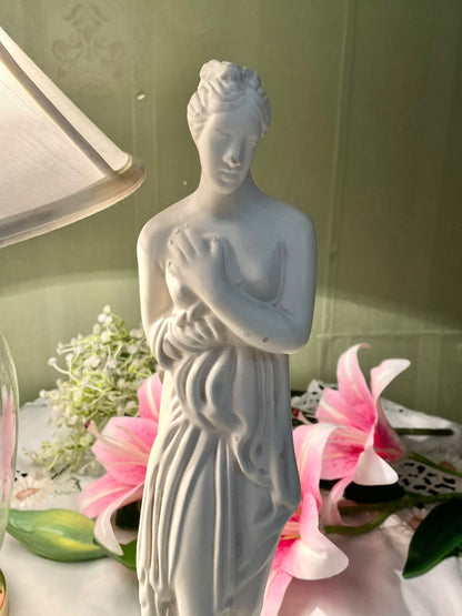 RARE FIND White Classical Lady Figurine / Sculpture on Black Base – Approx. 35 cm